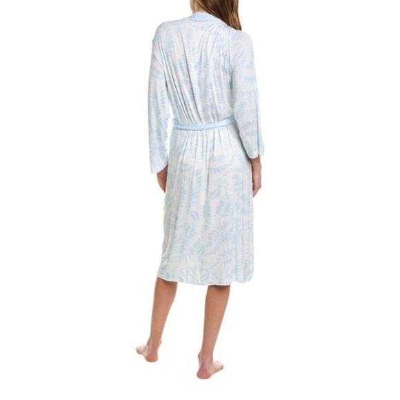 NWT Hale Bob Super Soft Mid Length Blue Leave Print Robe-Bamboo Material-Size M - Picture 3 of 8